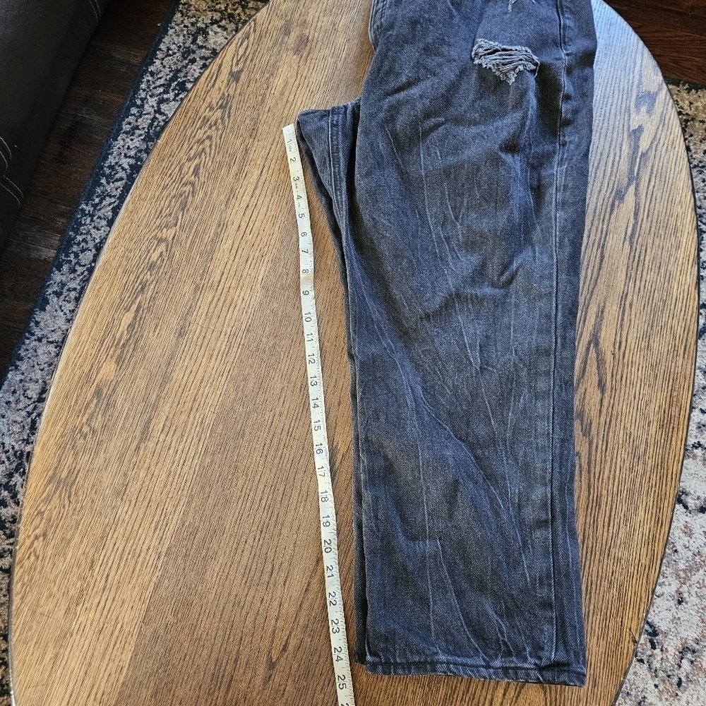 Old Navy High Rise Slouchy Straight Black Distressed Buttonfly Jeans Size 16 - Picture 8 of 12